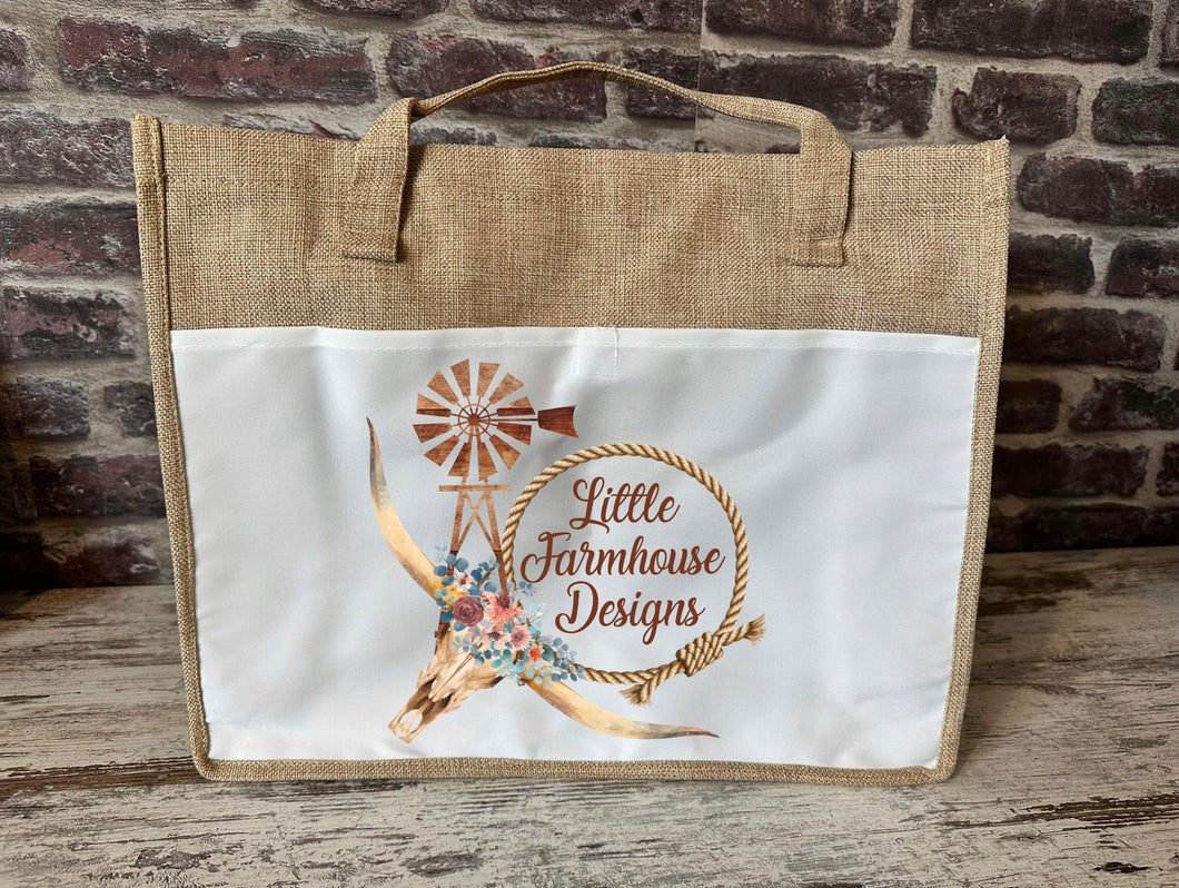 Large Canvas Tote Bag - Little Farmhouse Designs Logo