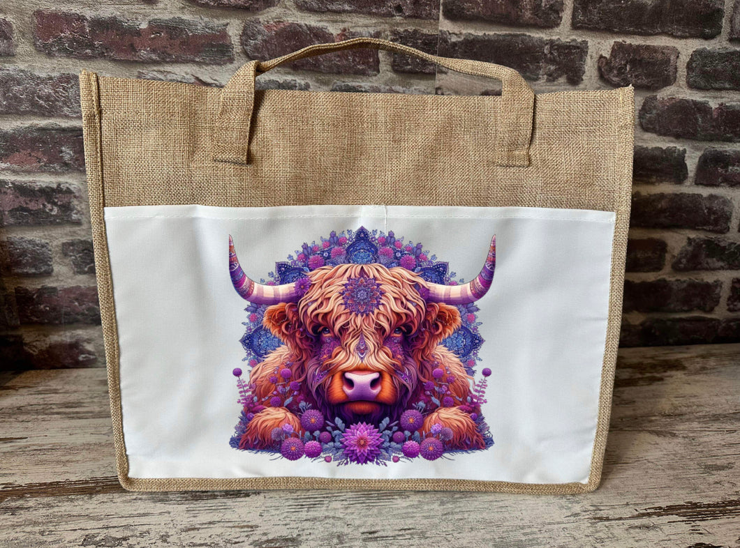 Large Canvas Tote Bag - Purple Mandala Highland