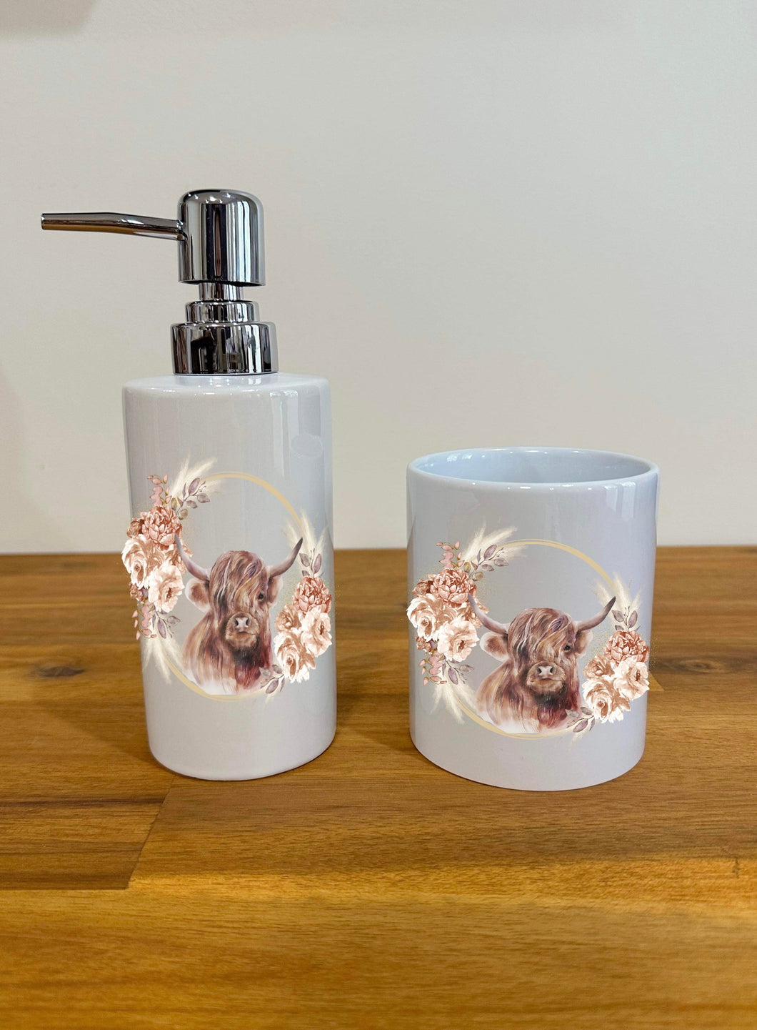 Soap Dispenser & Toothbrush Holder - Boho Wreath Highland