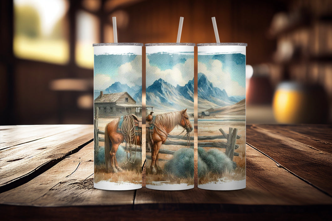 Western Palomino Scene Tumbler