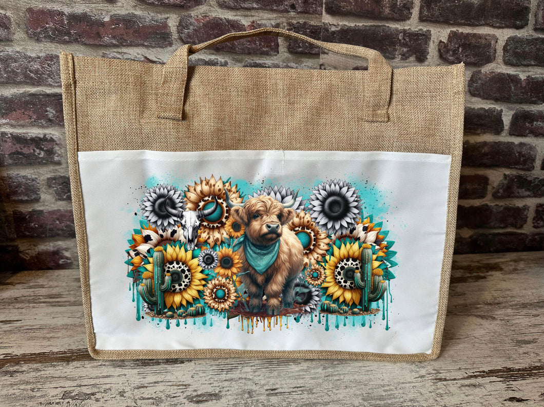 Large Canvas Tote Bag - Turquoise Highland