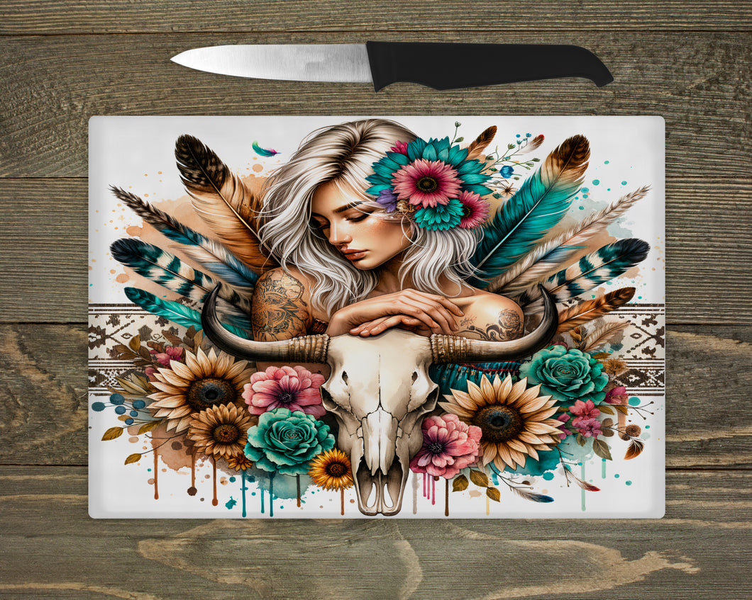 Glass Chopping Board - Boho Girl