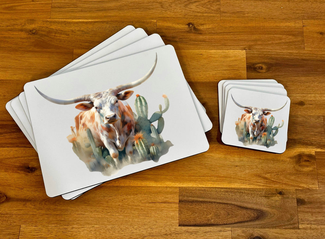 Placemat & Coaster Set - Desert Longhorn