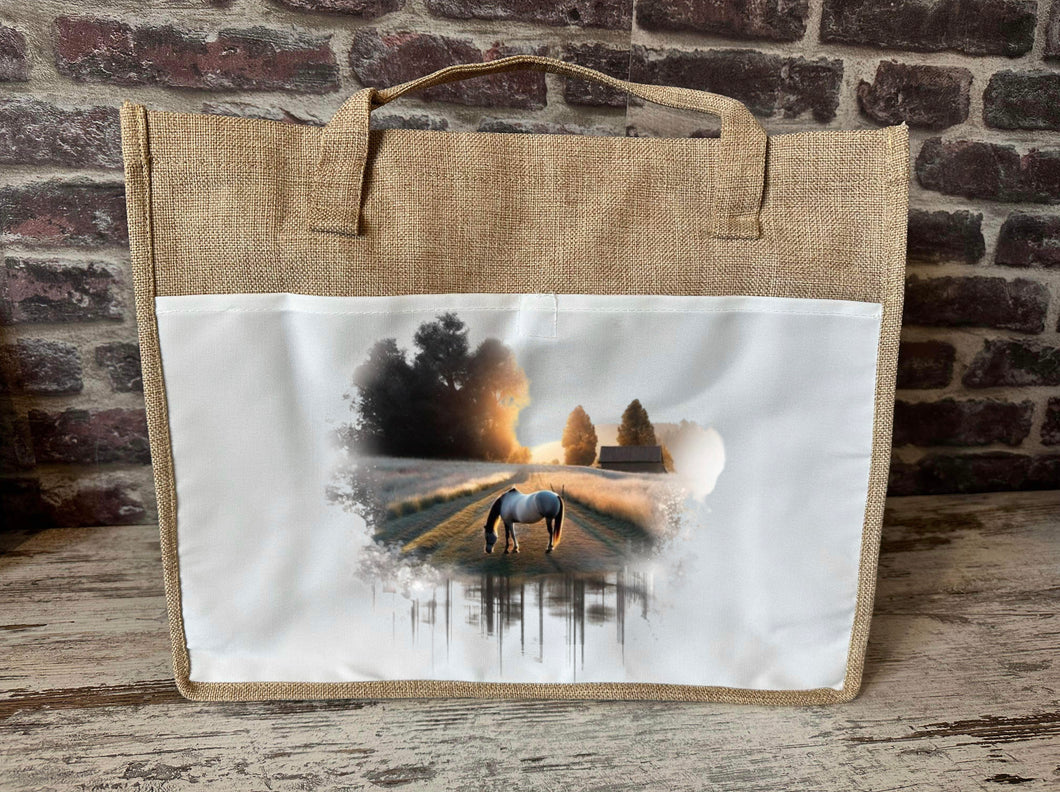 Large Canvas Tote Bag - Sunset Horse