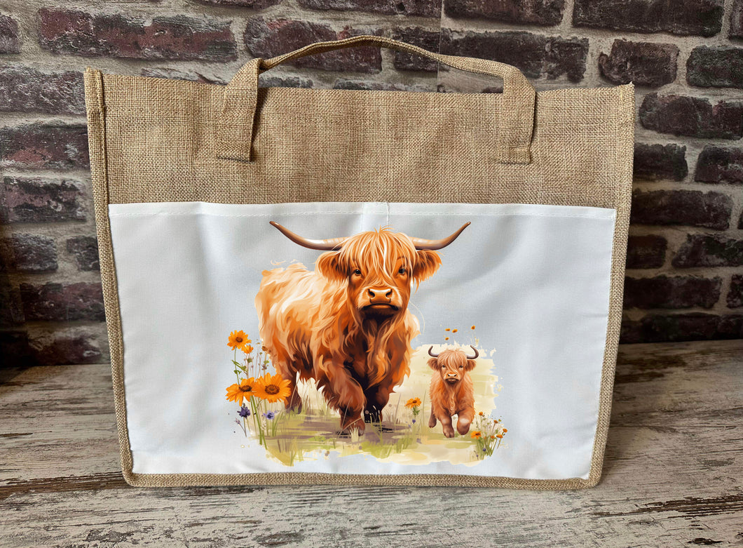 Large Canvas Tote Bag - Highland Mum & Calf