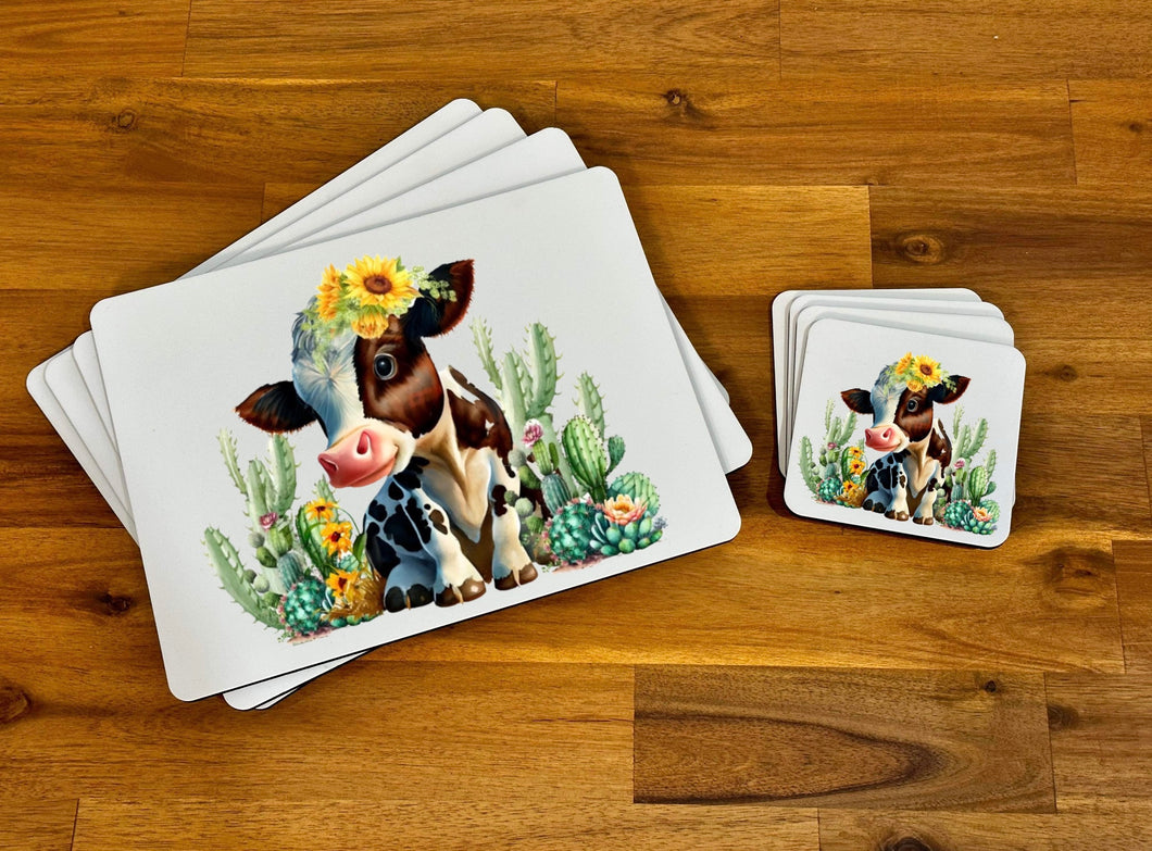 Placemat & Coaster Set - Cactus Cow