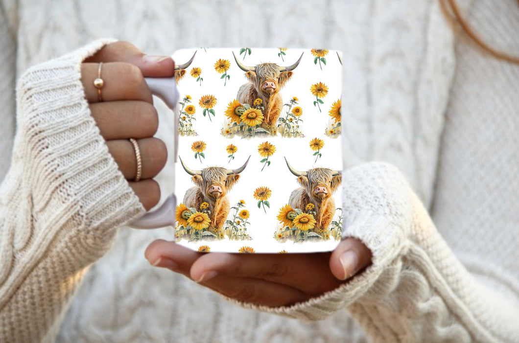 Sunflower Highland Full Wrap Mug