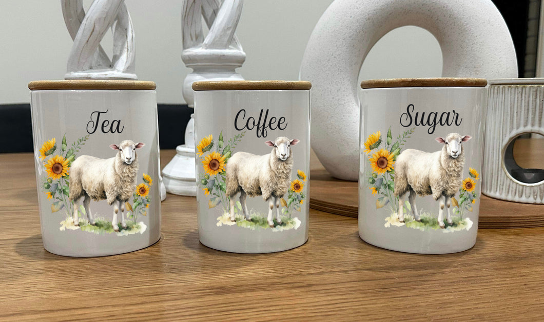 Country Storage Canisters - Sunflower Sheep Collection