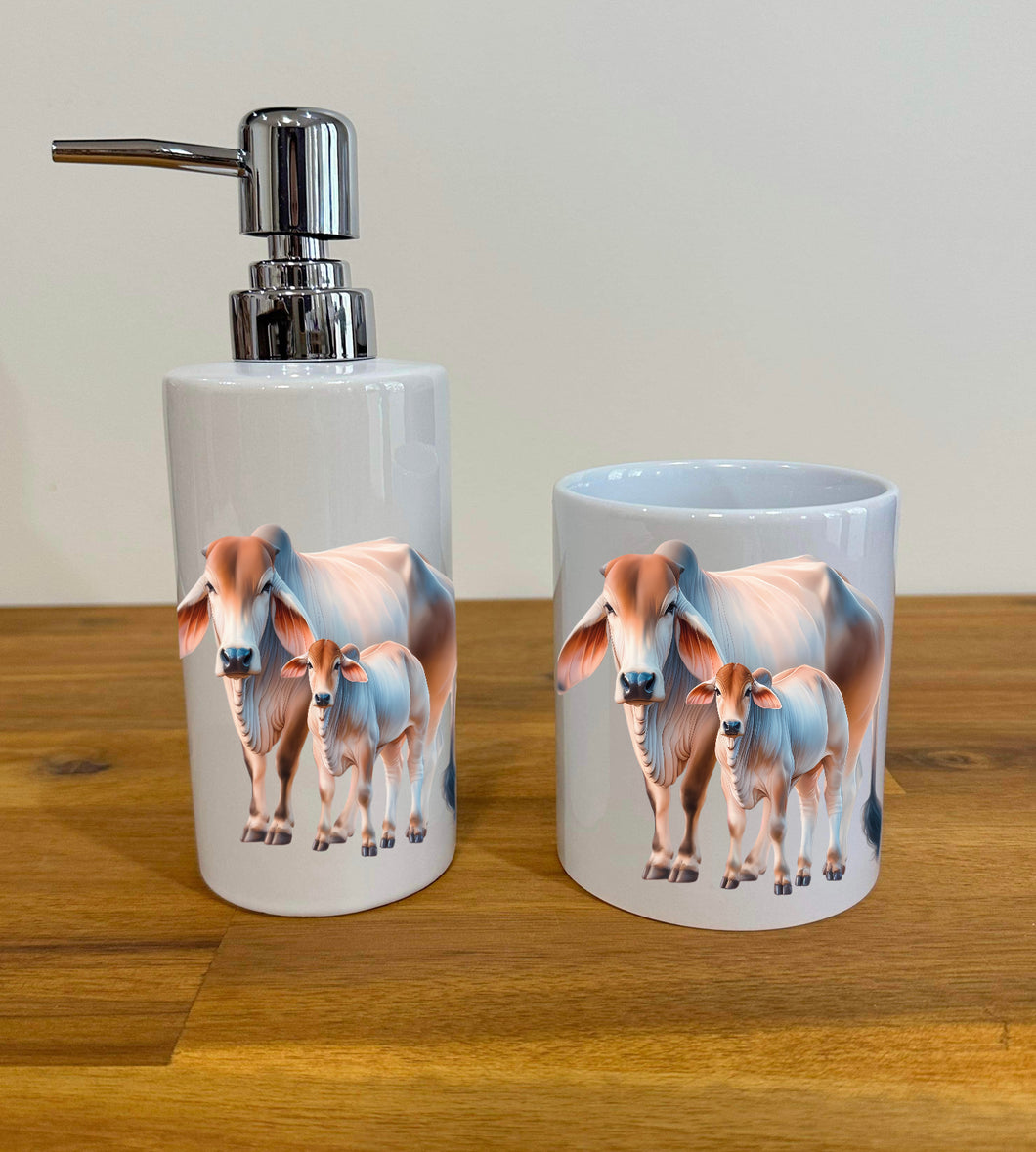 Soap Dispenser & Toothbrush Holder - Brahman Mum & Calf