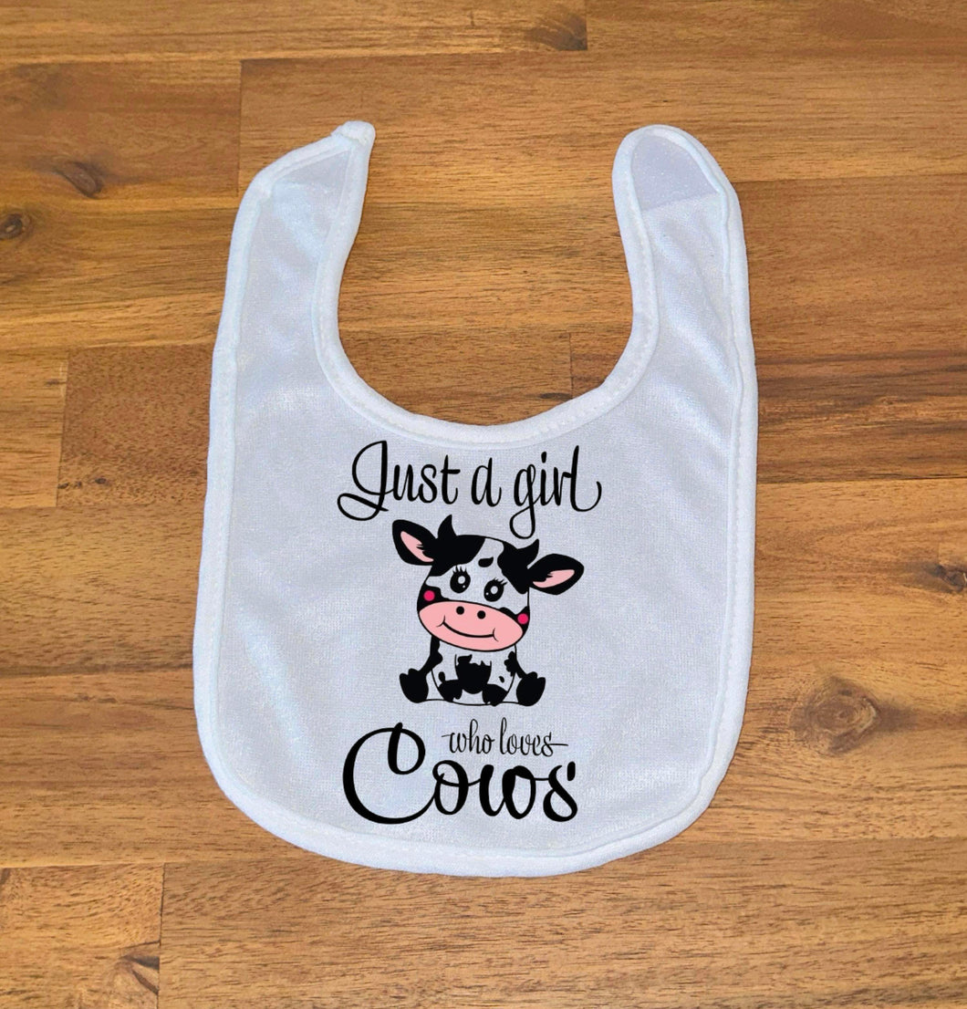 Printed Bib - Girl Who Loves Cows