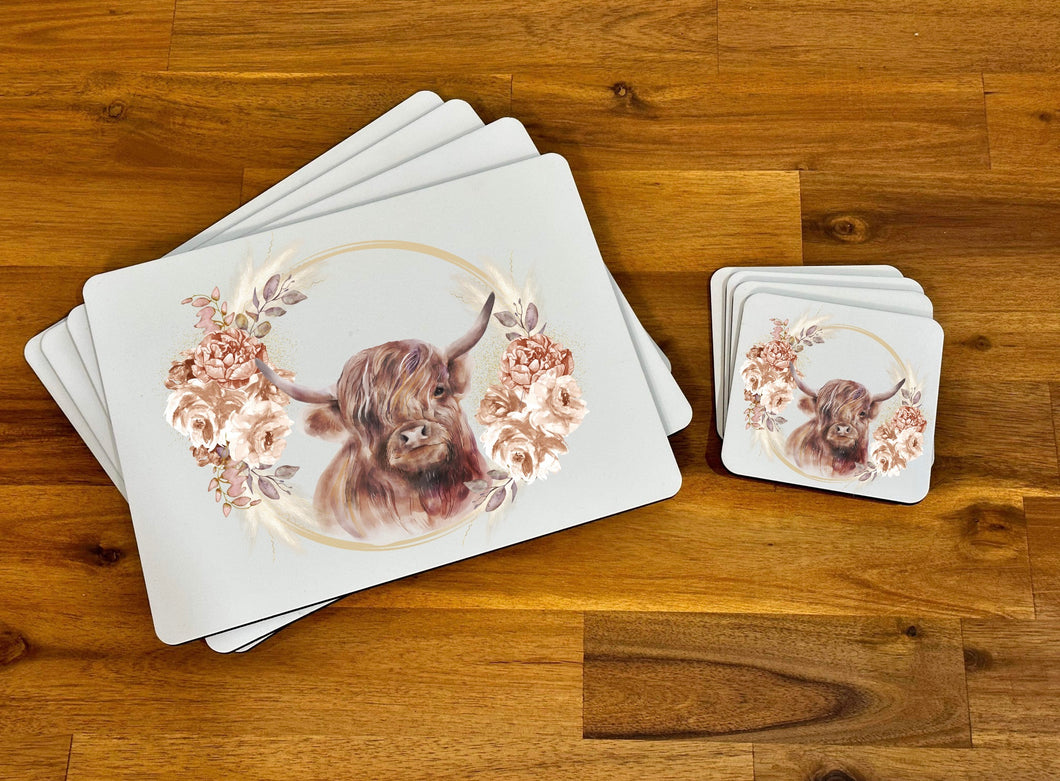 Placemat & Coaster Set - Boho Wreath Highland