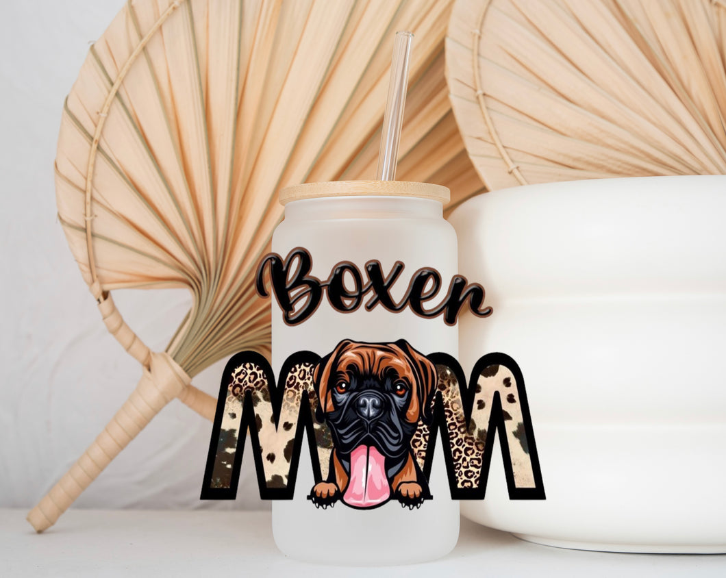 Glass Coffee Cup - Boxer Mum