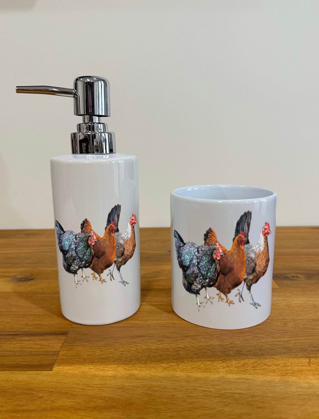 Soap Dispenser & Toothbrush Holder - Chicken Bunch