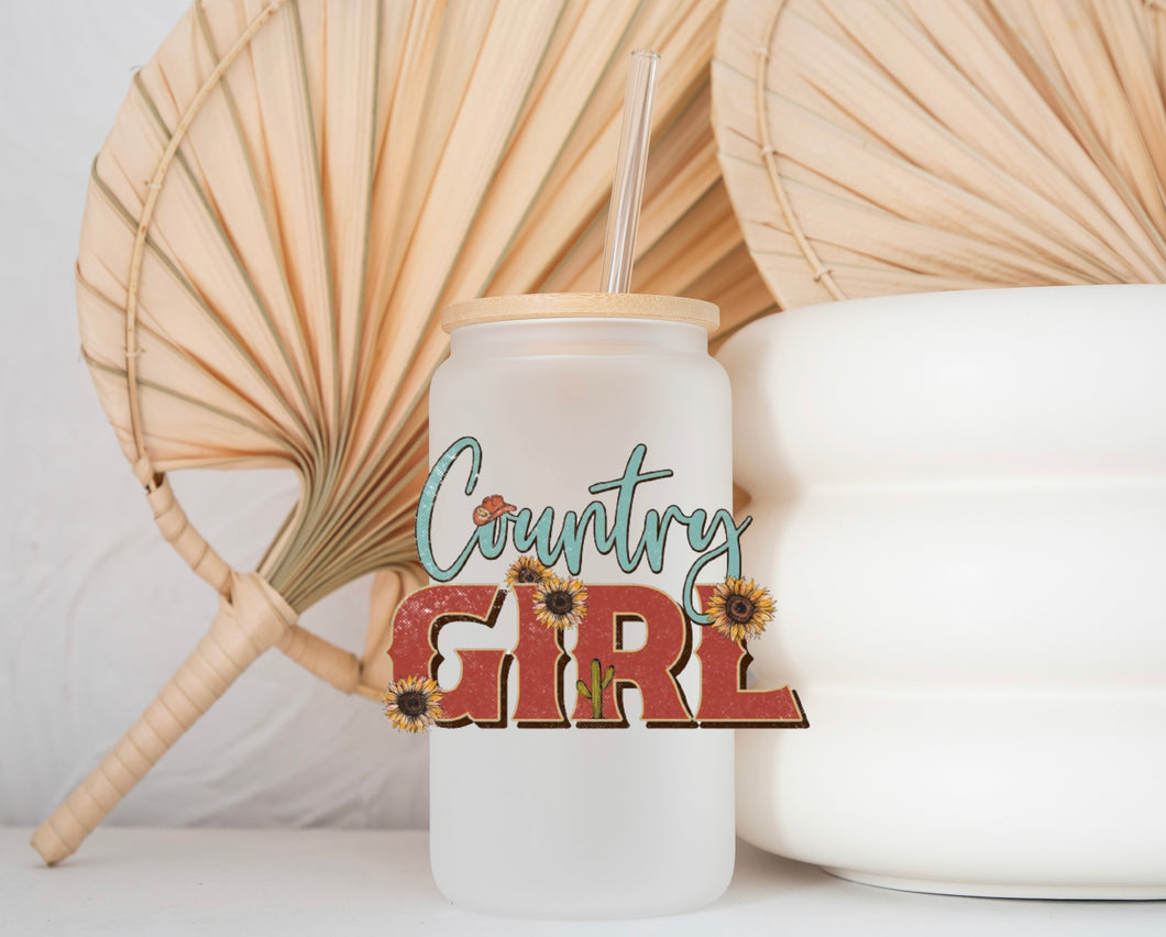 Glass Coffee Cup - Country Girl