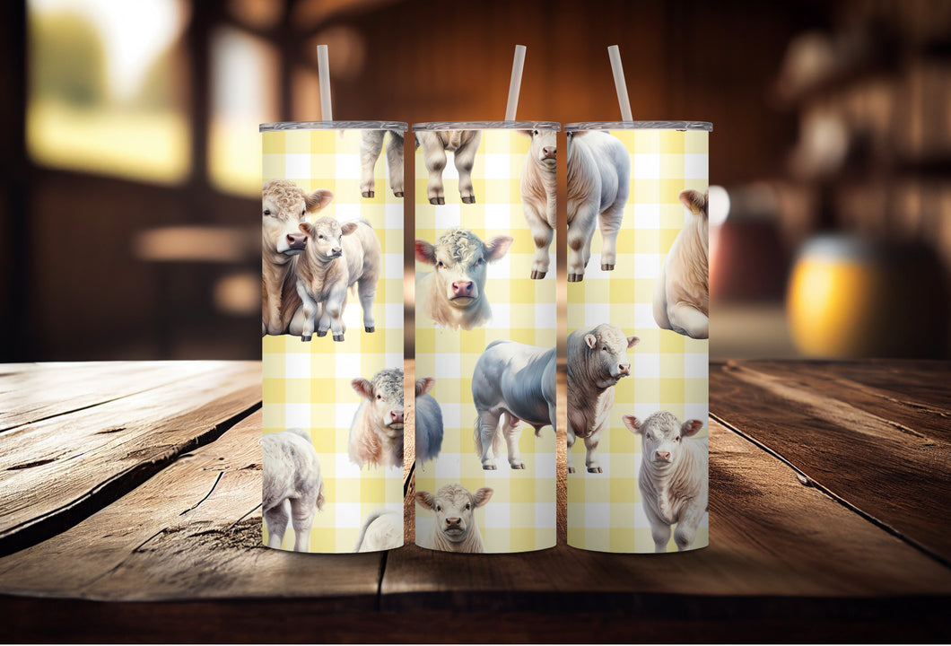 Yellow Gingham Charolais Tumbler