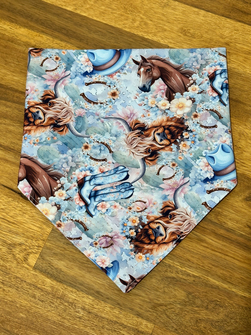 Neck Scarf - Blue Highland & Cowgirl Boots