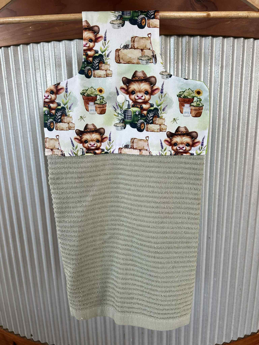 Hanging Tea Towel - Tractor Highland