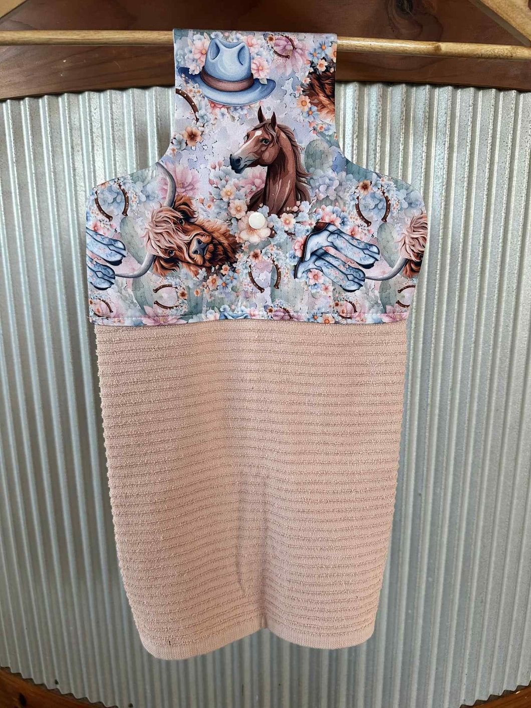 Hanging Tea Towel - Blue Highland Cowgirl