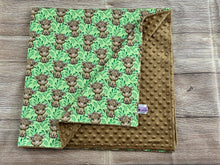 Load image into Gallery viewer, PRE-ORDER Minky Blanket - Green Highland Cow
