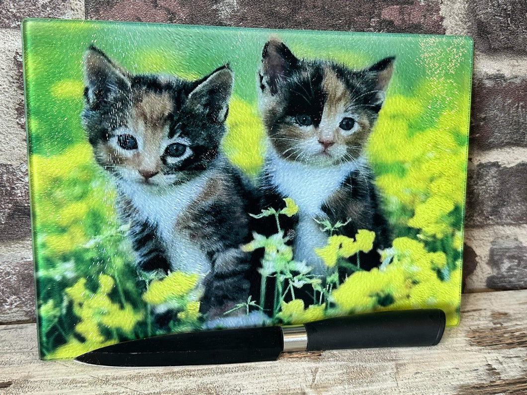 Glass Chopping Board - Cats