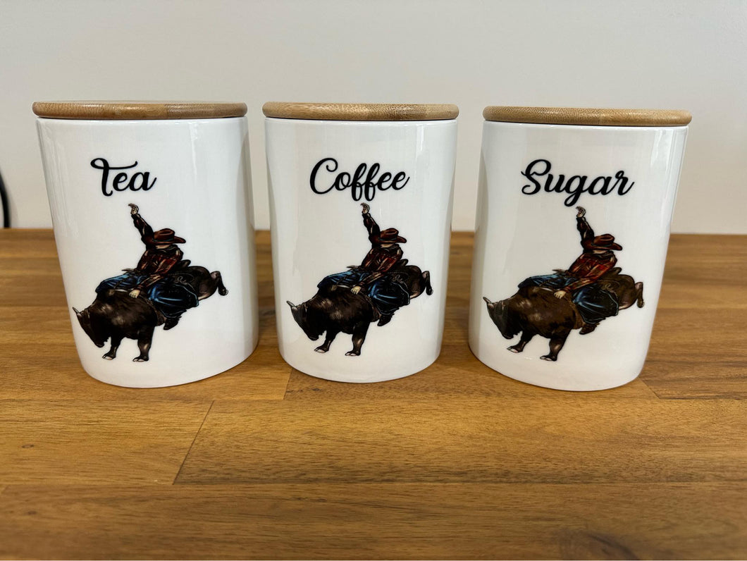 Country Storage Canisters - Bull Rider Collection