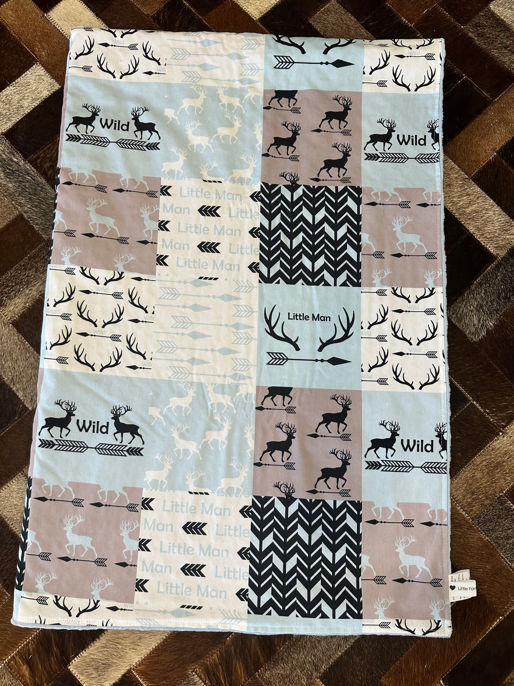 PRE-ORDER Minky Blanket - Little Man - Baby Blue