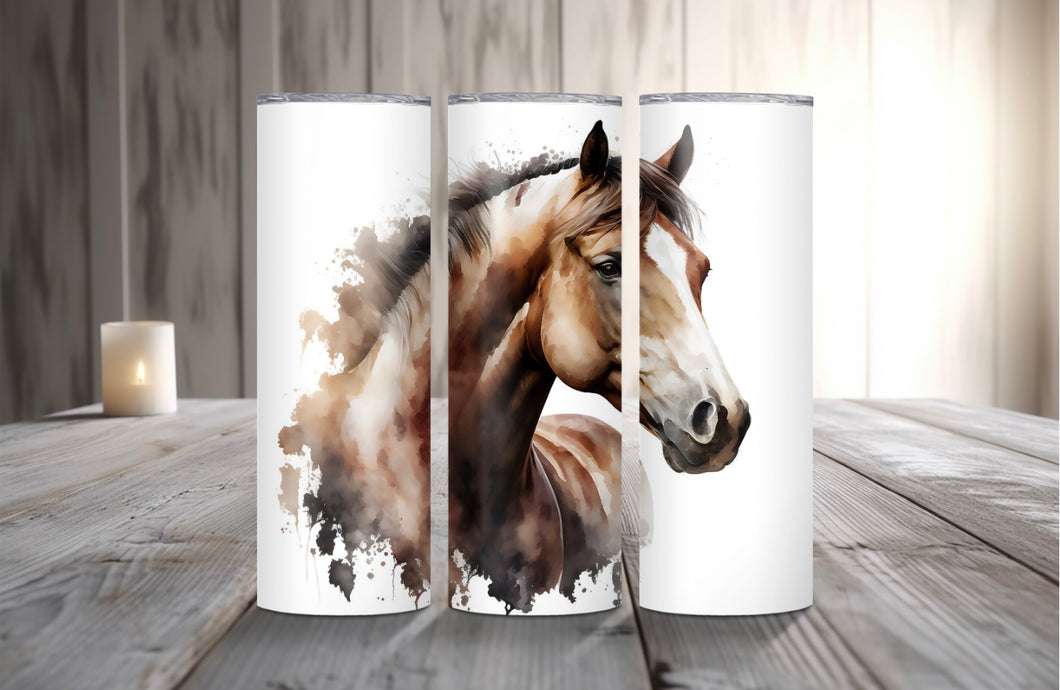 Watercolour Horse Head Tumbler & Sippy Cup