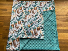 Load image into Gallery viewer, Double Minky Blanket - Teal Cowboy
