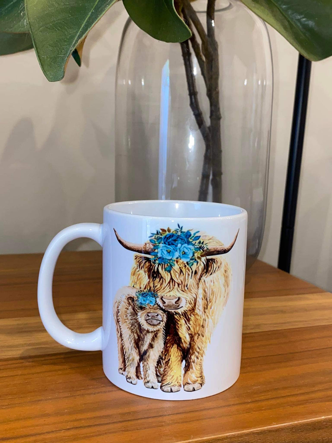 Blue Highland Mum & Calf Mug