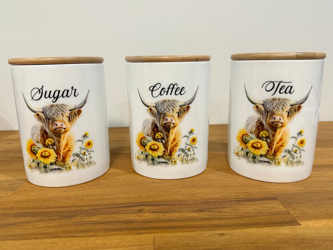 Country Storage Canisters - Sunflower Highland Collection