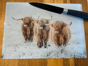 Glass Chopping Board - Highland Cows