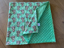 Load image into Gallery viewer, PRE-ORDER Minky Blanket - Green Highland Cow
