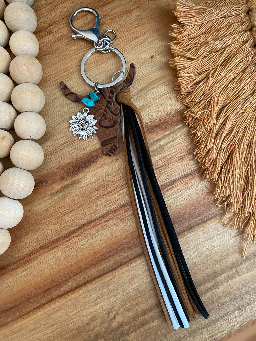 Tassel Keyring - Brown Leather