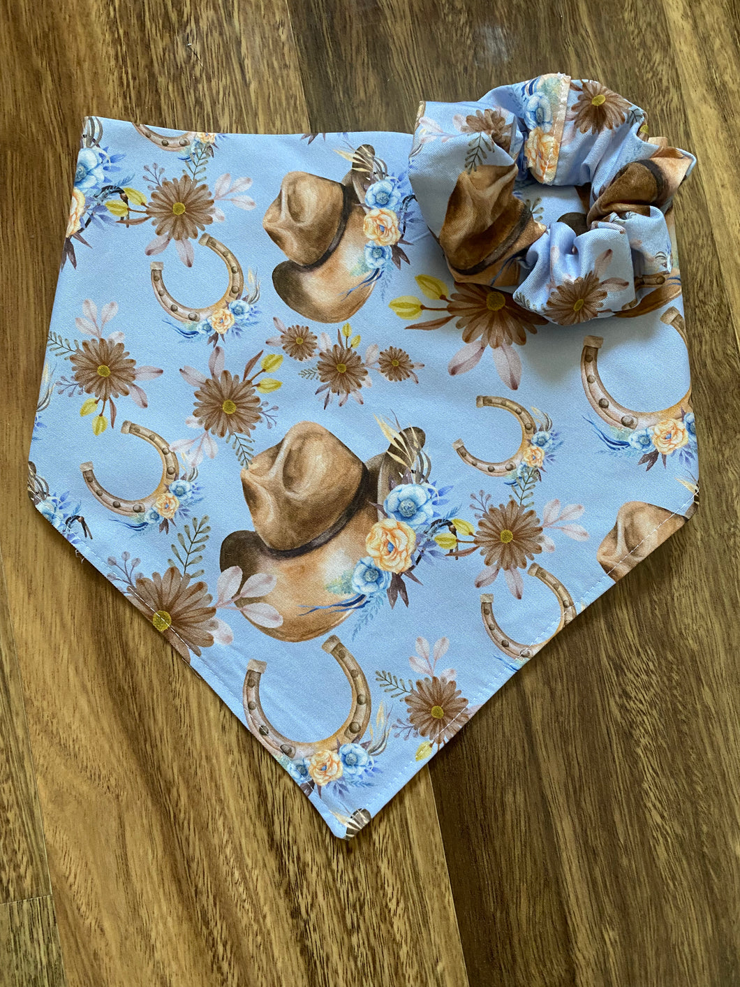 Neck Scarf & Scrunchie - Blue Cowgirl