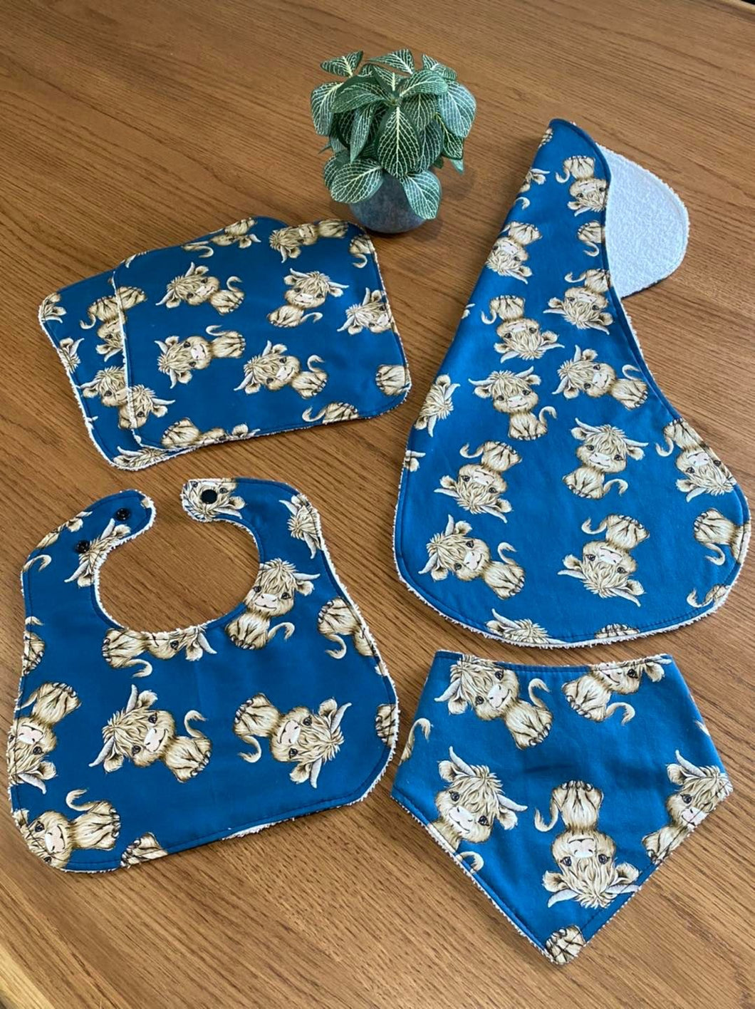 Bib, Burp & Wash Cloth Set - Emerald Highland