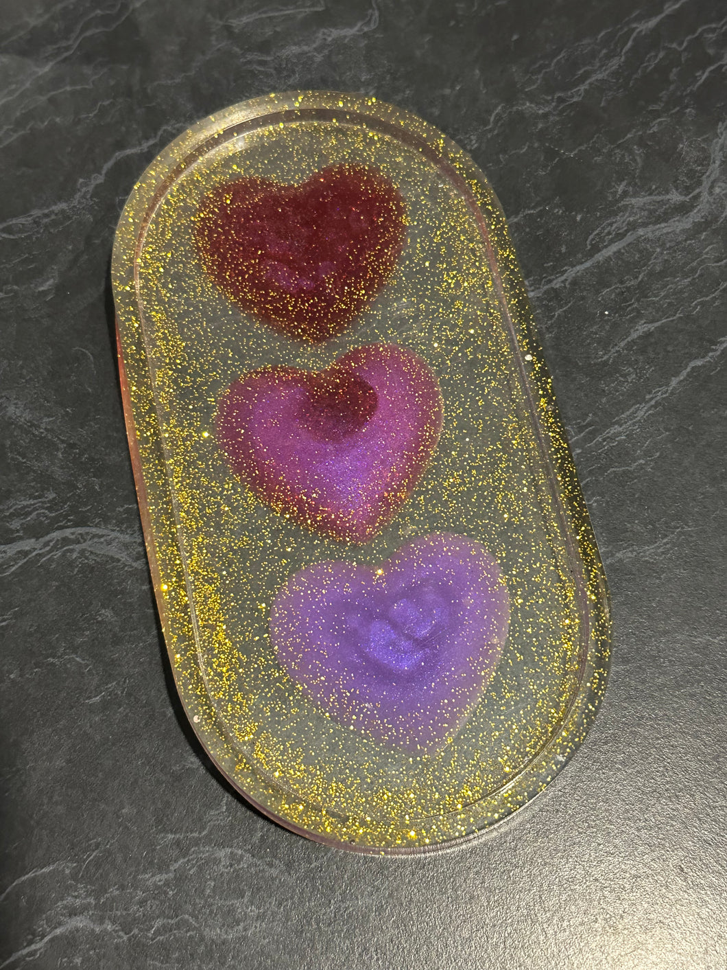 Resin Jewellery Tray - Sparkle Hearts